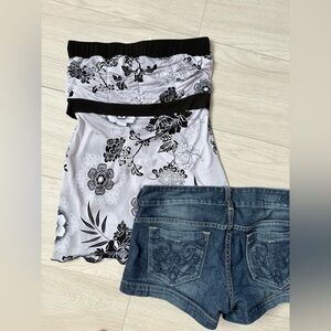 Floral Black and White Women's Top